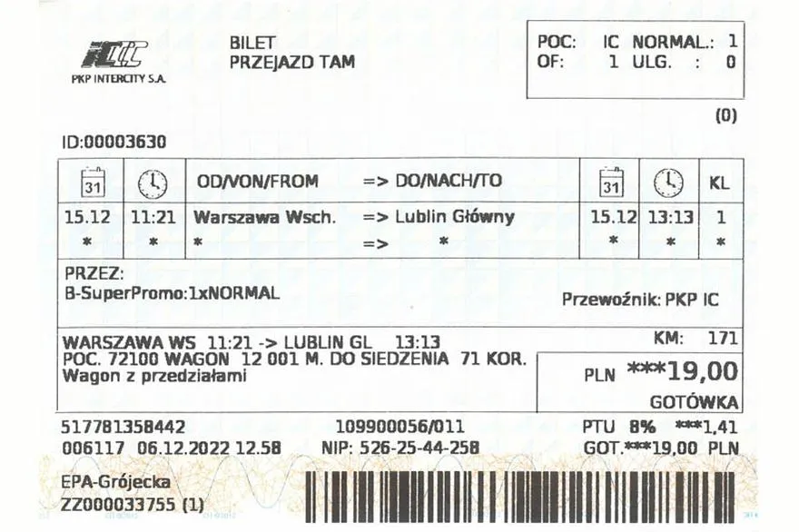 Bilet PKP online