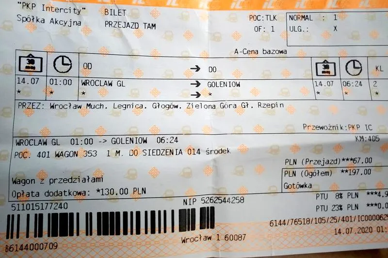 Faktura biletu PKP