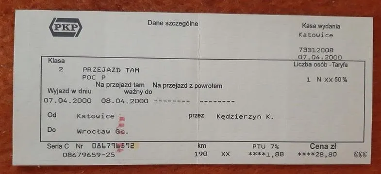 Odliczenie VAT bilet