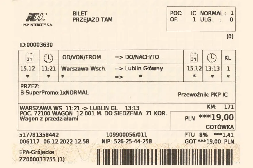 Zakup biletów PKP