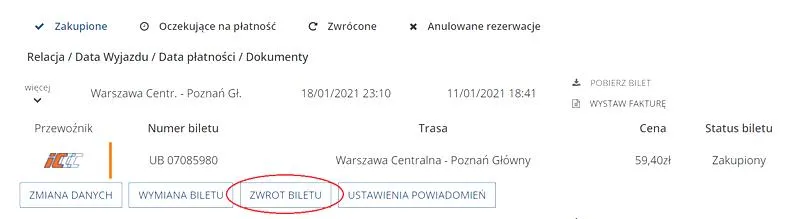 Zasady zwrotu biletów